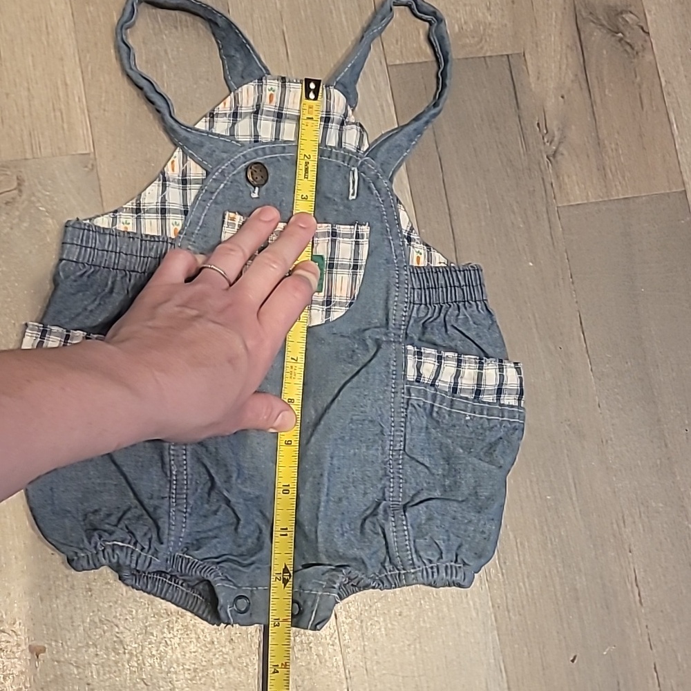 Vintage OshKosh Carrot Bubble Denim Overalls Rompers 90s 100% Cotton 12 Months - Picture 11 of 12